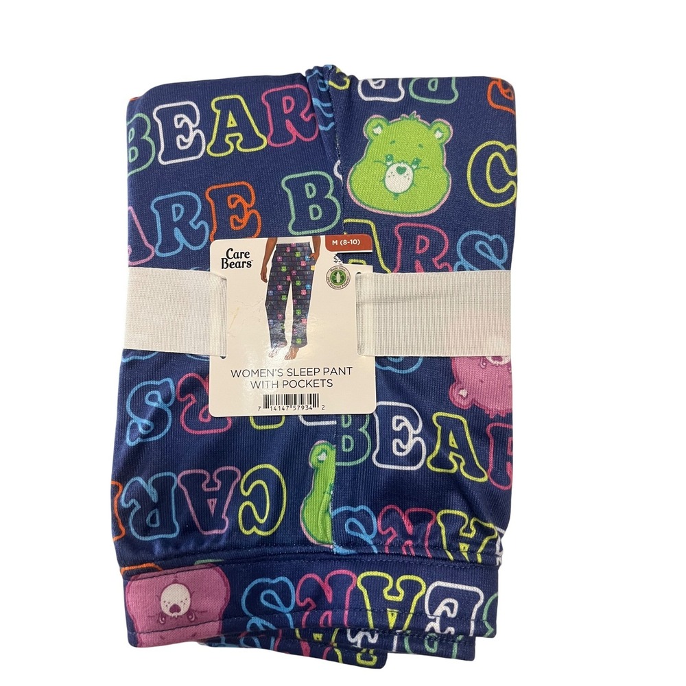 Care Bears Womens Sleep Pants Navy Blue All Over Print Pajama Bottoms M 8-10